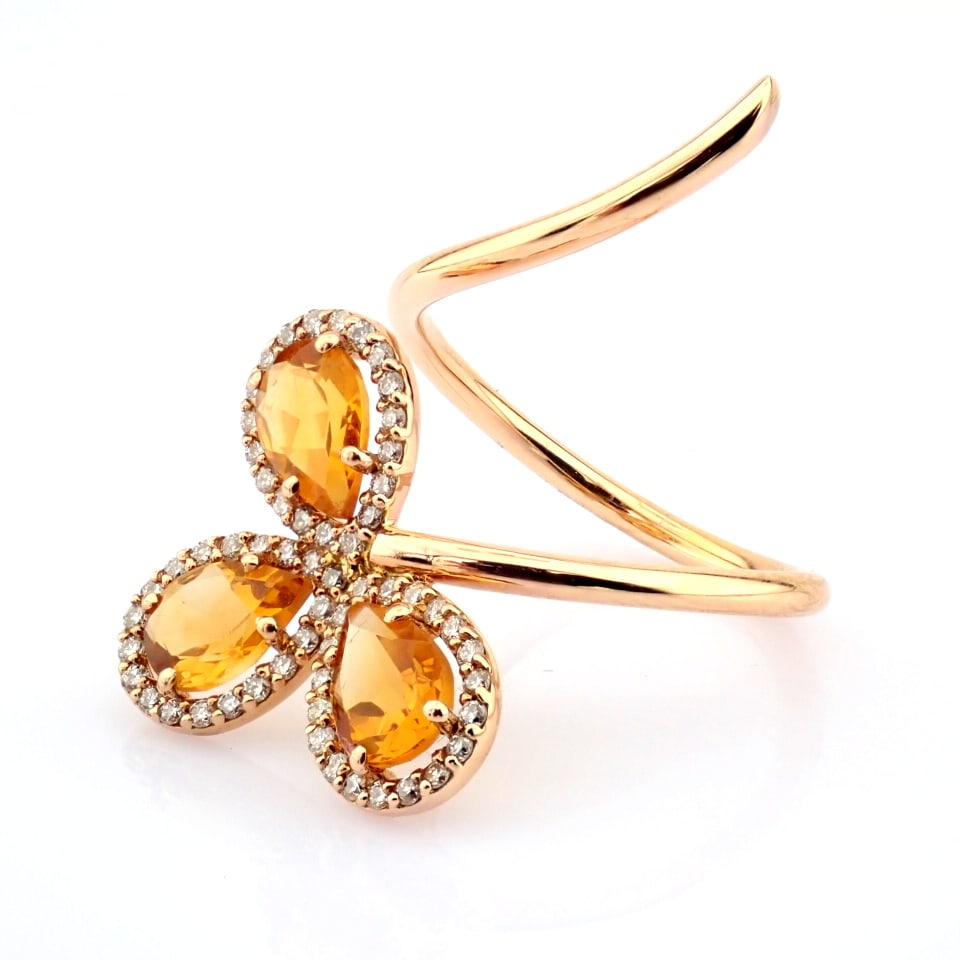 Natural Diamond 18K Rose/Pink Gold Ring - 6