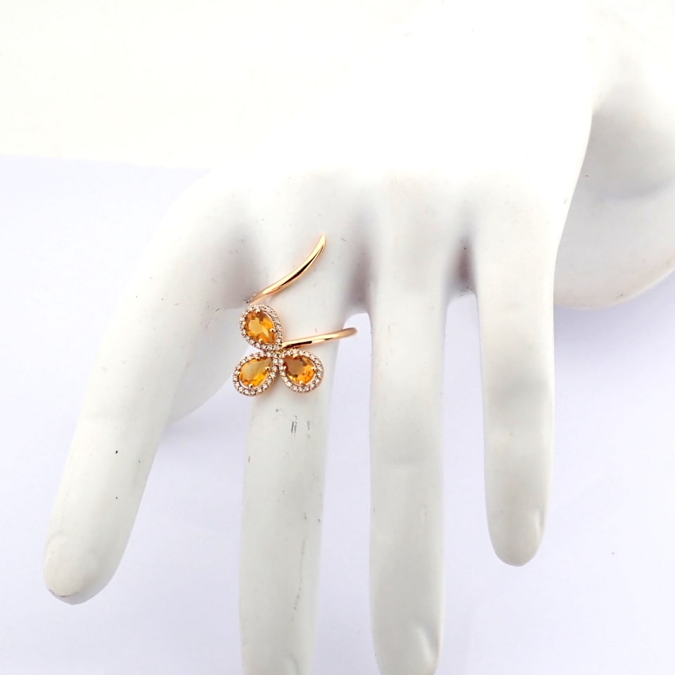 Natural Diamond 18K Rose/Pink Gold Ring - 9