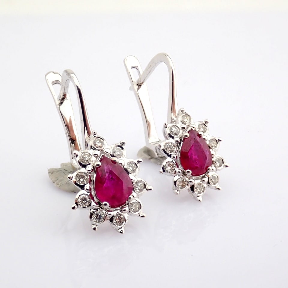 Natural Diamond 18K White Gold Earring - 2