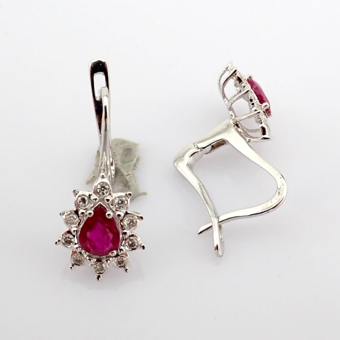 Natural Diamond 18K White Gold Earring - 4