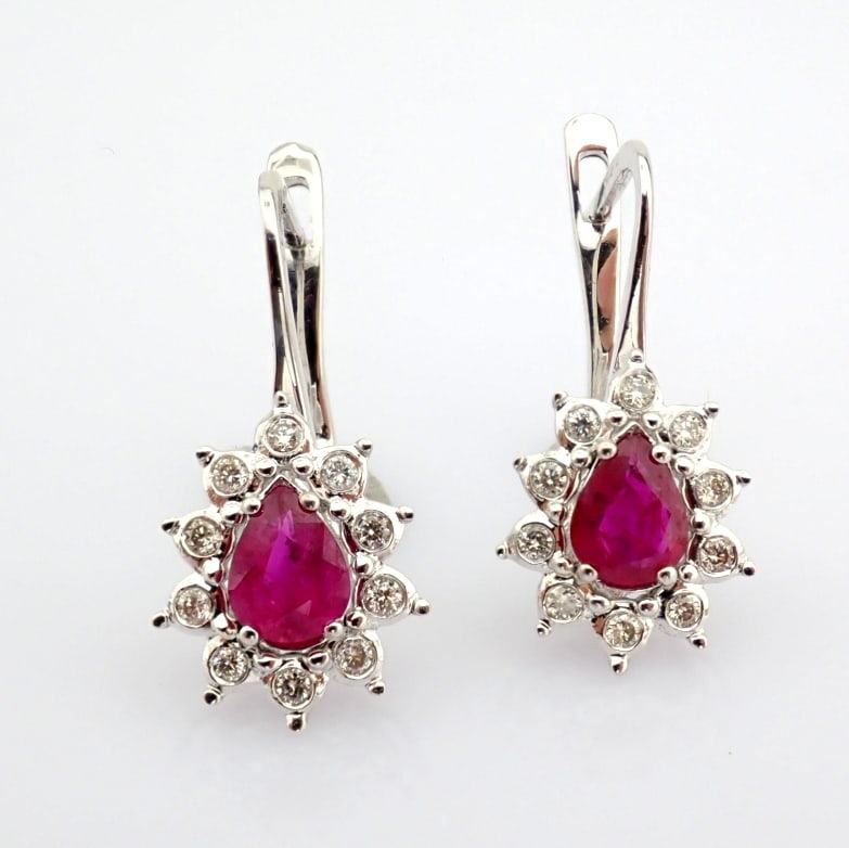Natural Diamond 18K White Gold Earring - 6