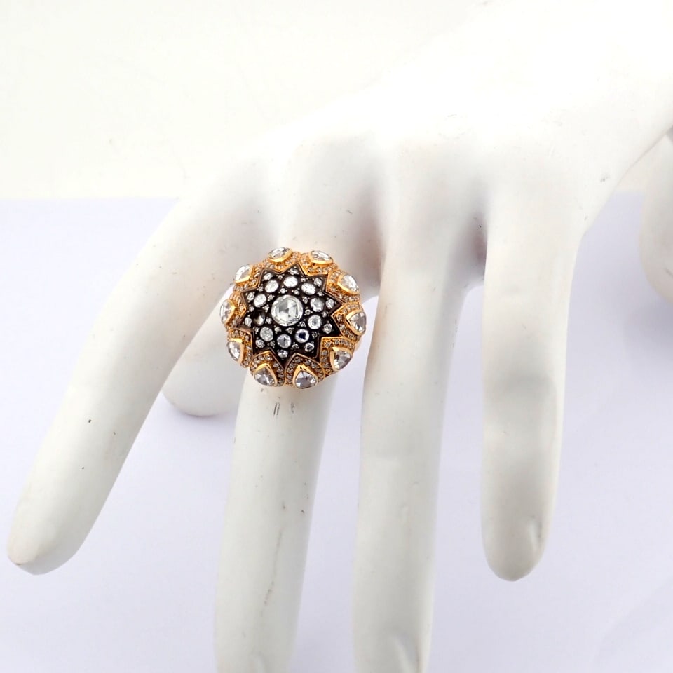Natural Diamond 18K Rose/Pink Gold Ring - 12