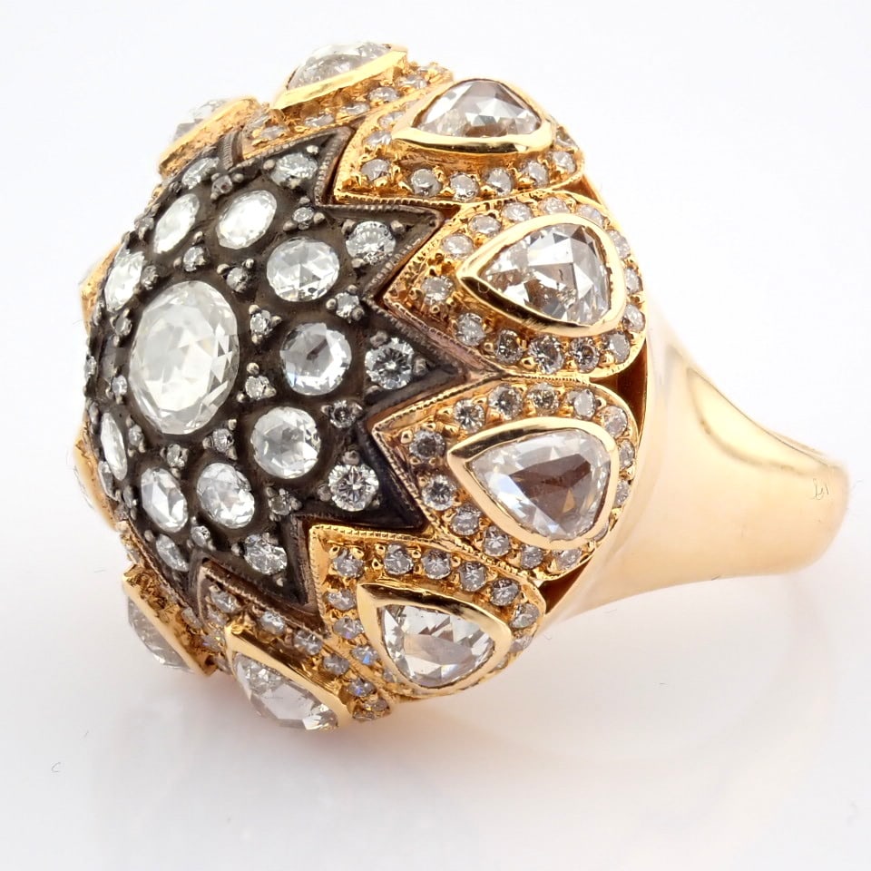 Natural Diamond 18K Rose/Pink Gold Ring - 13