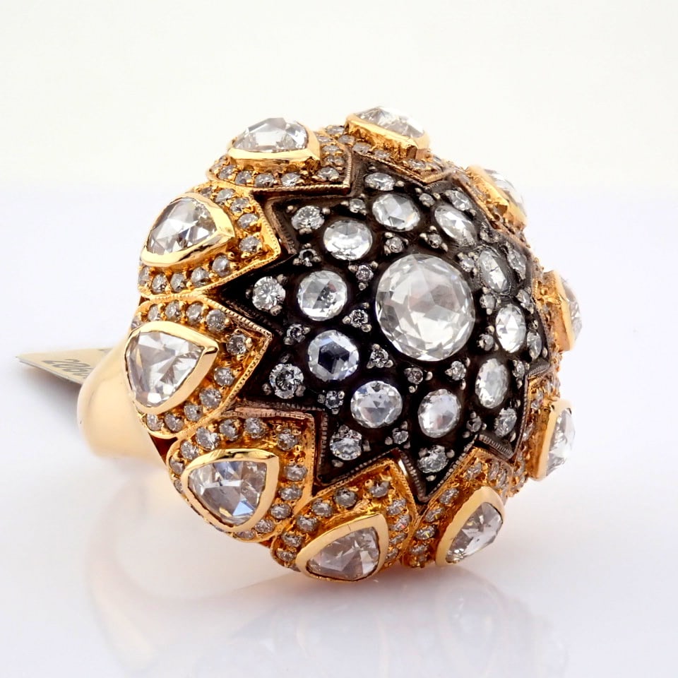 Natural Diamond 18K Rose/Pink Gold Ring - 4