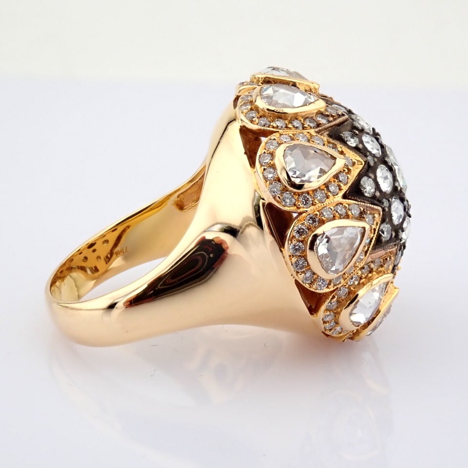 Natural Diamond 18K Rose/Pink Gold Ring - 5