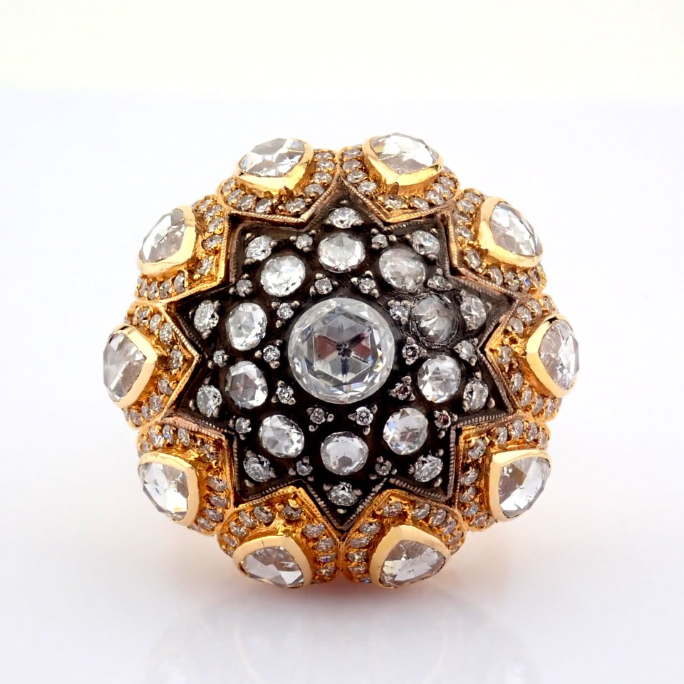 Natural Diamond 18K Rose/Pink Gold Ring - 9