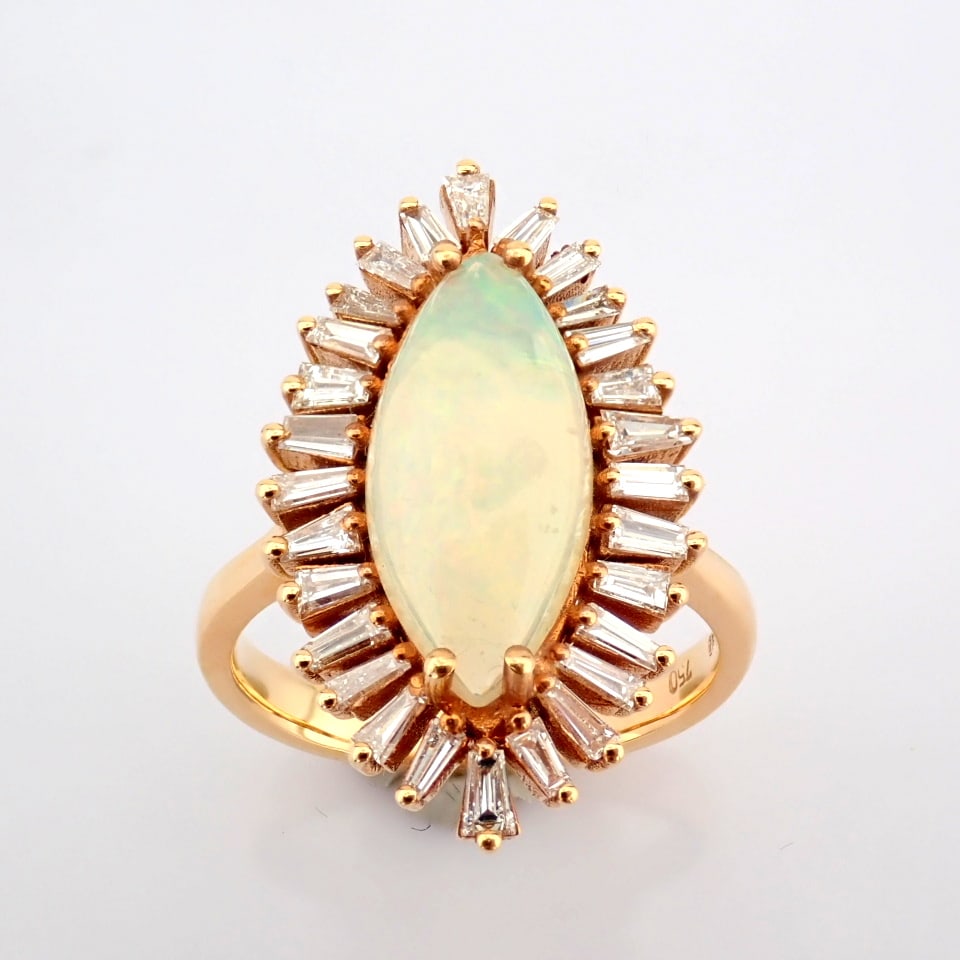 Natural Diamond 18K Rose/Pink Gold Ring - 5
