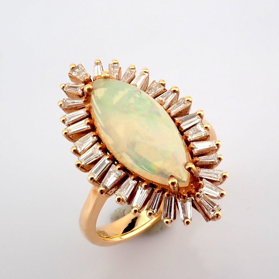 Natural Diamond 18K Rose/Pink Gold Ring - 6