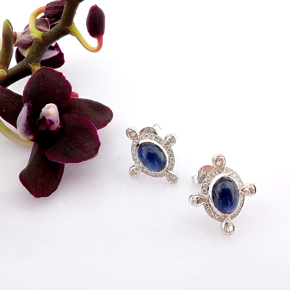 Natural Diamond 18K White Gold Earring - 2