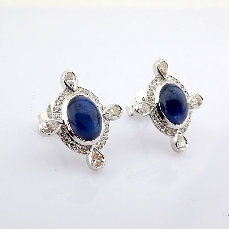 Natural Diamond 18K White Gold Earring - 4