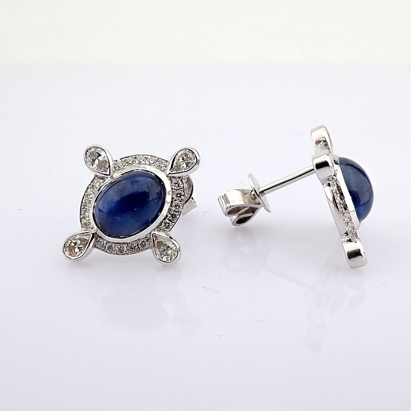 Natural Diamond 18K White Gold Earring - 6