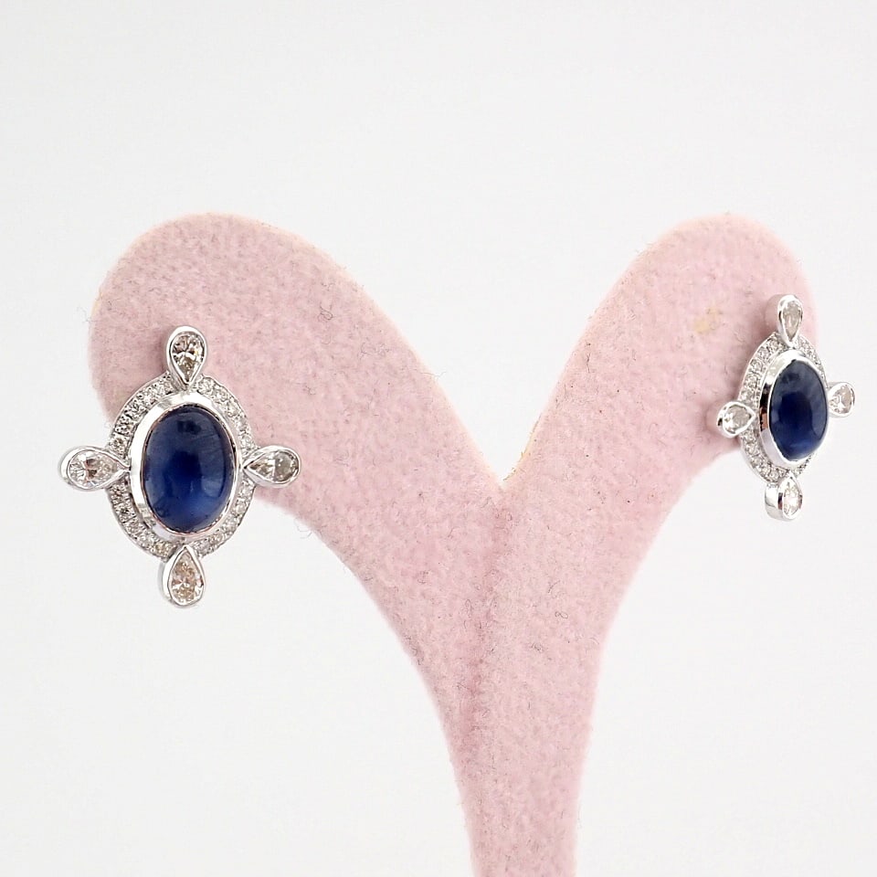 Natural Diamond 18K White Gold Earring - 7