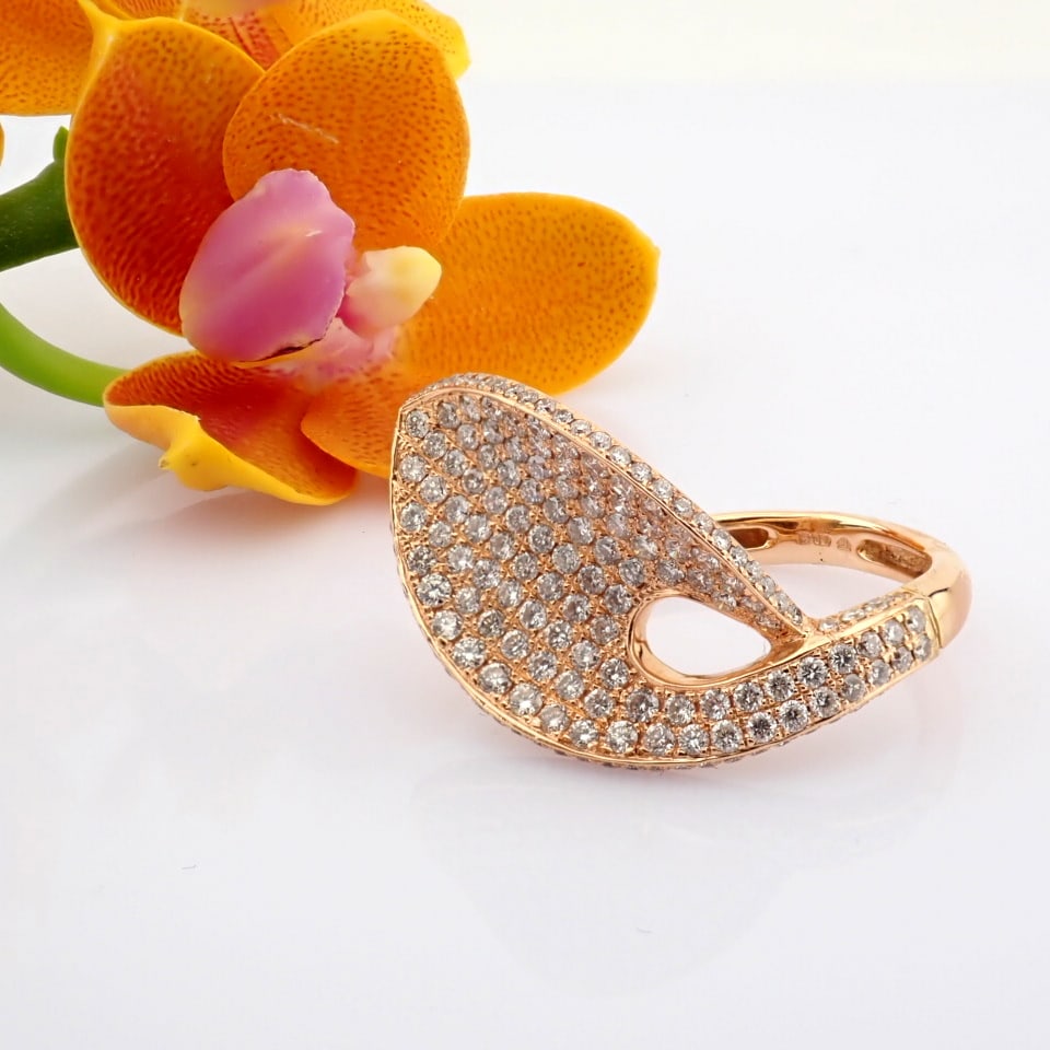 Natural Diamond 18K Rose/Pink Gold Ring - 4