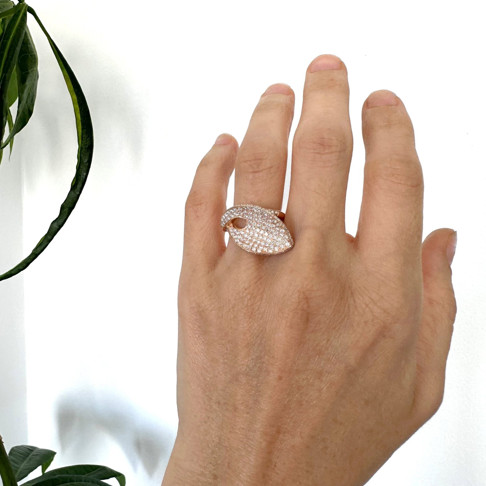 Natural Diamond 18K Rose/Pink Gold Ring - 5