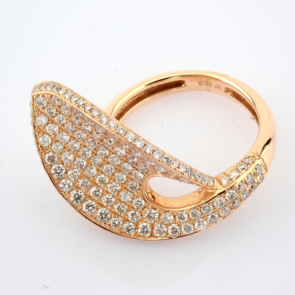 Natural Diamond 18K Rose/Pink Gold Ring - 6