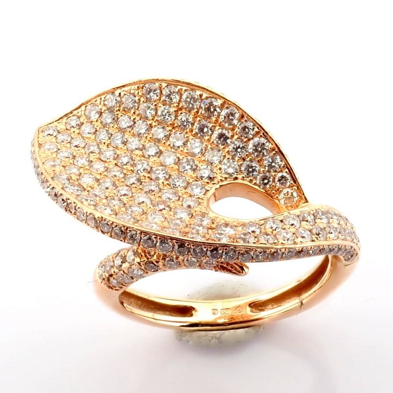 Natural Diamond 18K Rose/Pink Gold Ring - 7