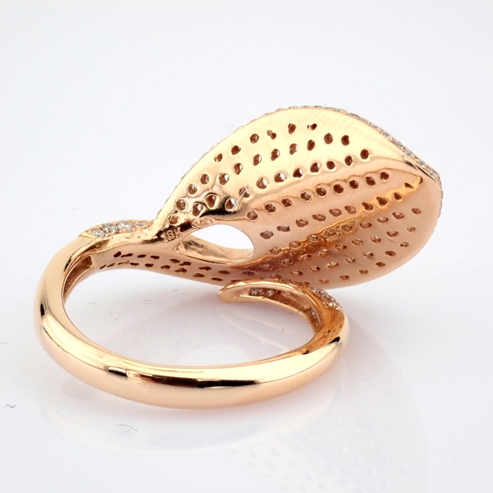 Natural Diamond 18K Rose/Pink Gold Ring - 8