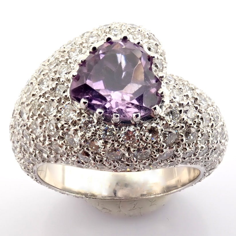 Natural Diamond 18K White Gold Ring: Title: Natural Diamond 18K White Gold Ring Description: 18K white gold ring. Detailed with 1.66 ct amethyst and 3.26 ct brilliant diamonds. --------------------------------------------------