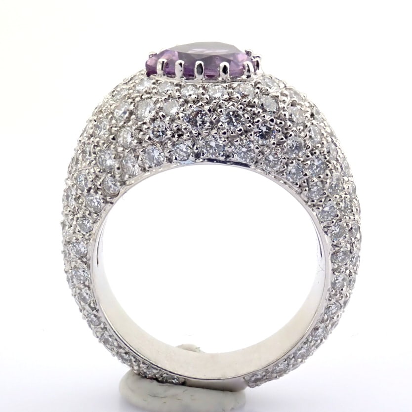 Natural Diamond 18K White Gold Ring - 3