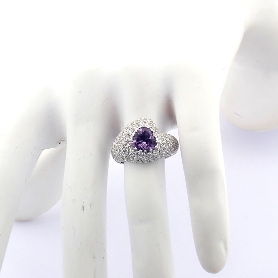 Natural Diamond 18K White Gold Ring - 5