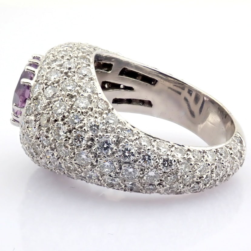 Natural Diamond 18K White Gold Ring - 9