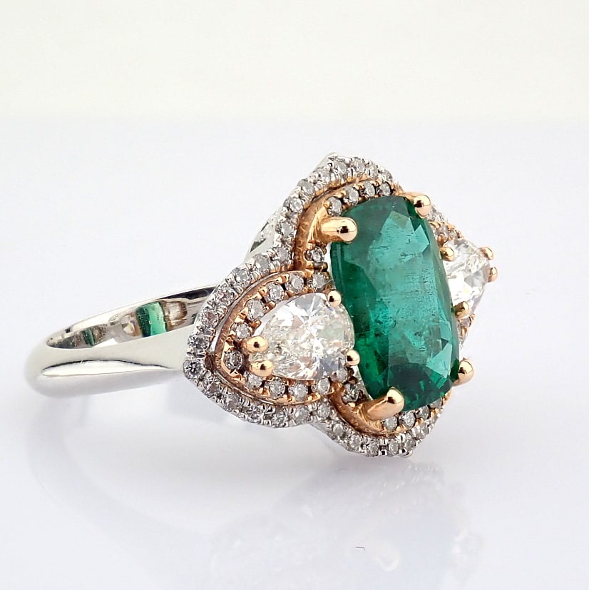 Natural Diamond 18K White Gold Ring - 10