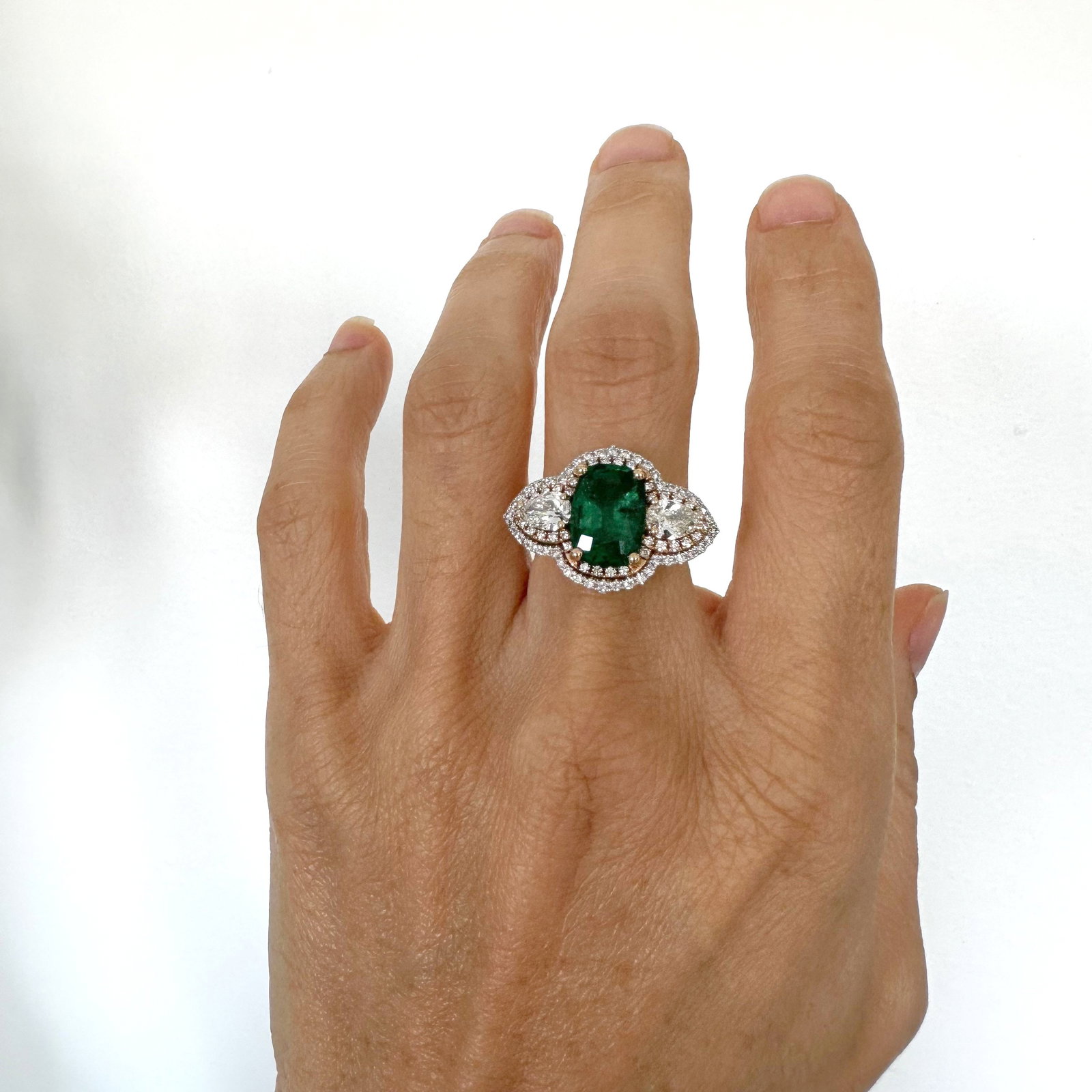 Natural Diamond 18K White Gold Ring - 6