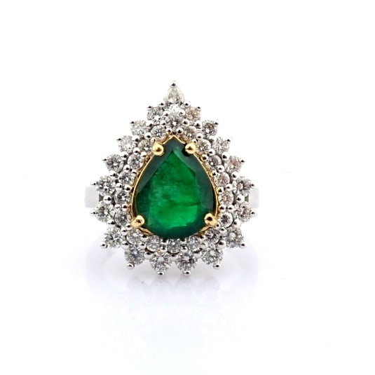 Natural Diamond 18K White Gold Ring - 6