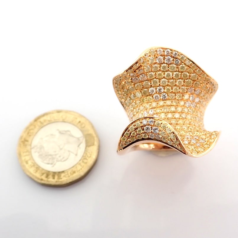 Natural Diamond 18K Rose/Pink Gold Ring - 2
