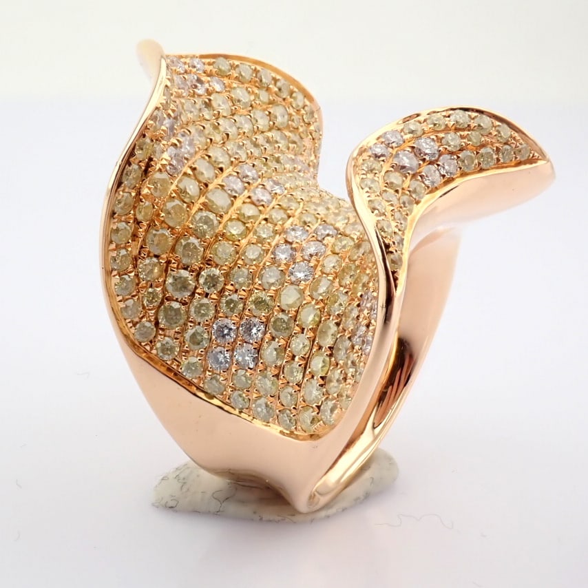 Natural Diamond 18K Rose/Pink Gold Ring - 3