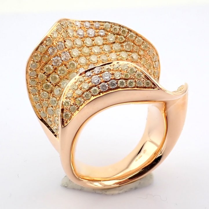 Natural Diamond 18K Rose/Pink Gold Ring - 4