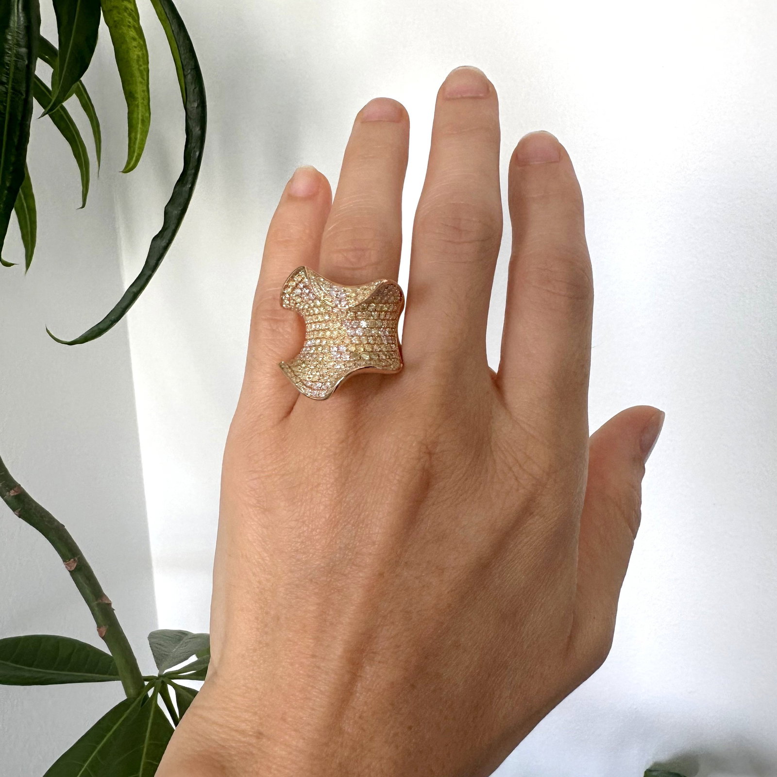 Natural Diamond 18K Rose/Pink Gold Ring - 5
