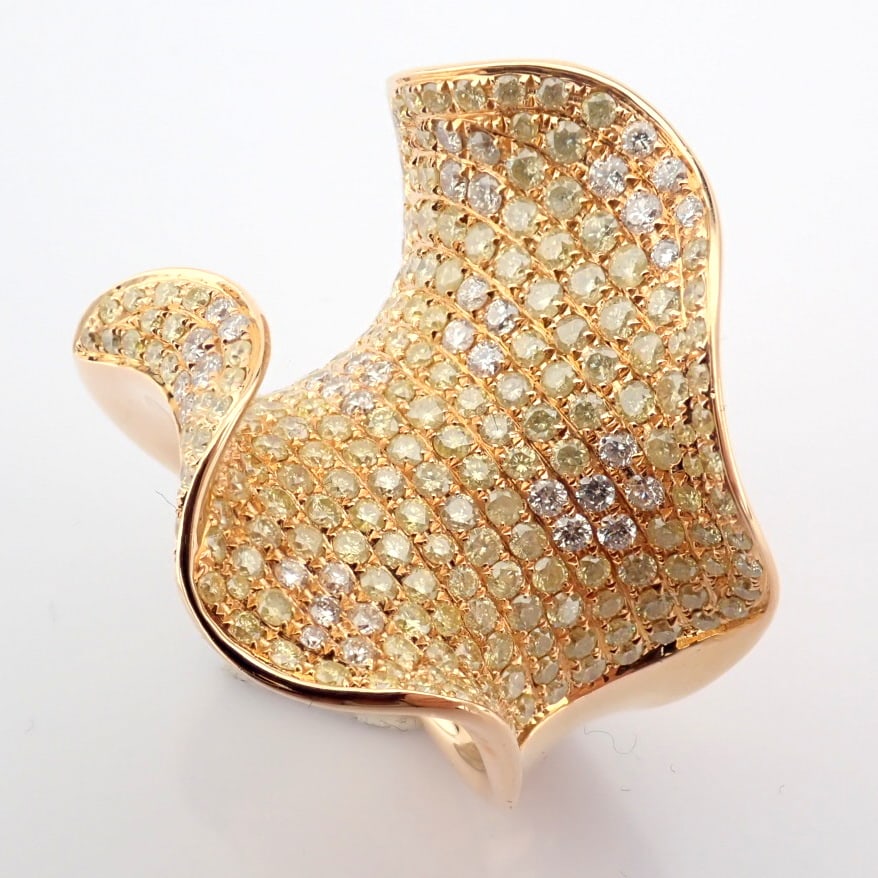 Natural Diamond 18K Rose/Pink Gold Ring - 6