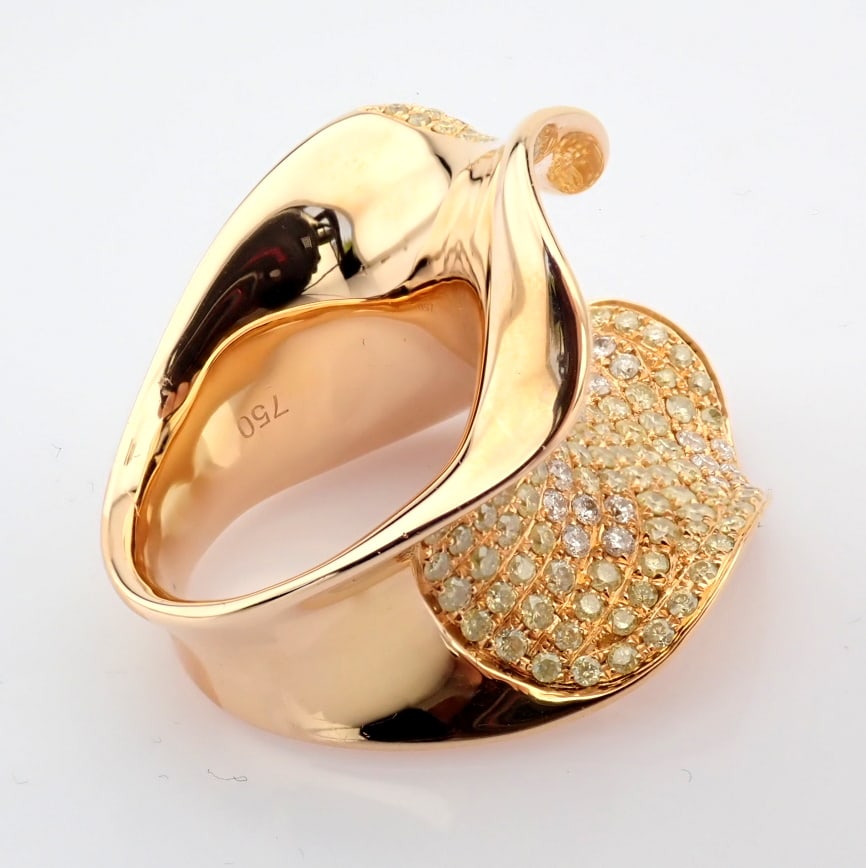 Natural Diamond 18K Rose/Pink Gold Ring - 7