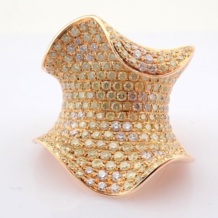 Natural Diamond 18K Rose/Pink Gold Ring - 8