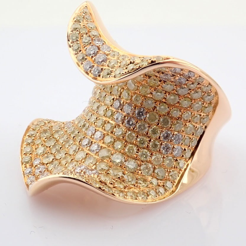 Natural Diamond 18K Rose/Pink Gold Ring - 9