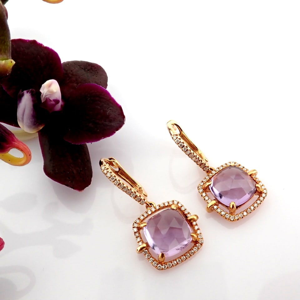 Natural Diamond 18K Rose/Pink Gold Earring - 2