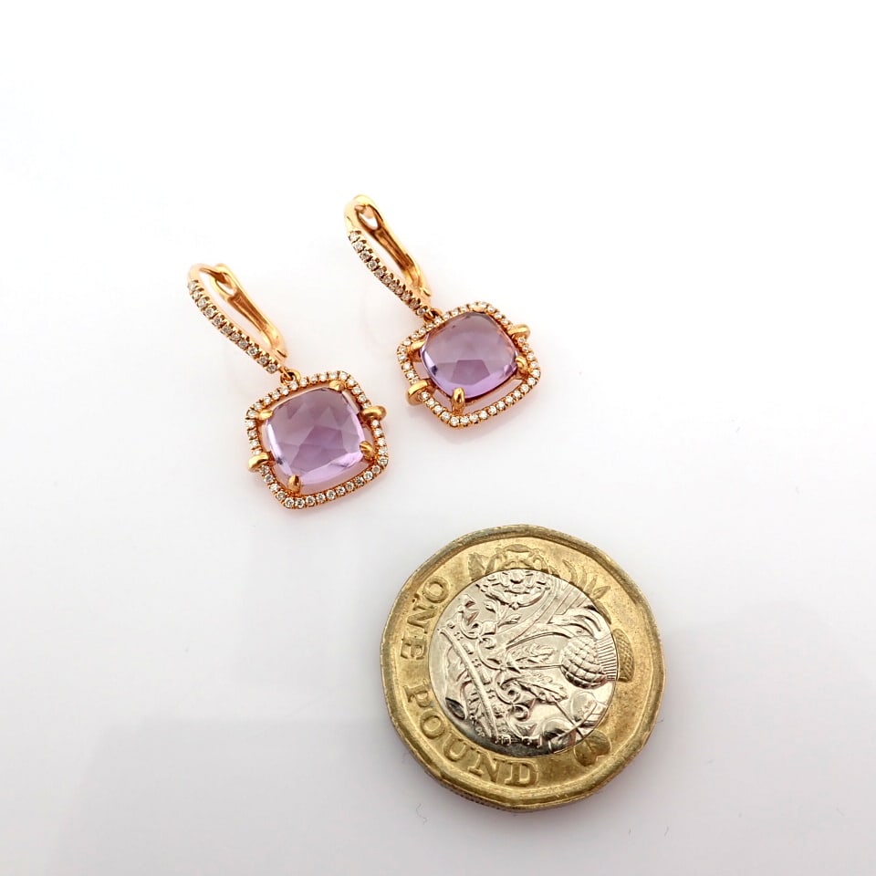 Natural Diamond 18K Rose/Pink Gold Earring - 3
