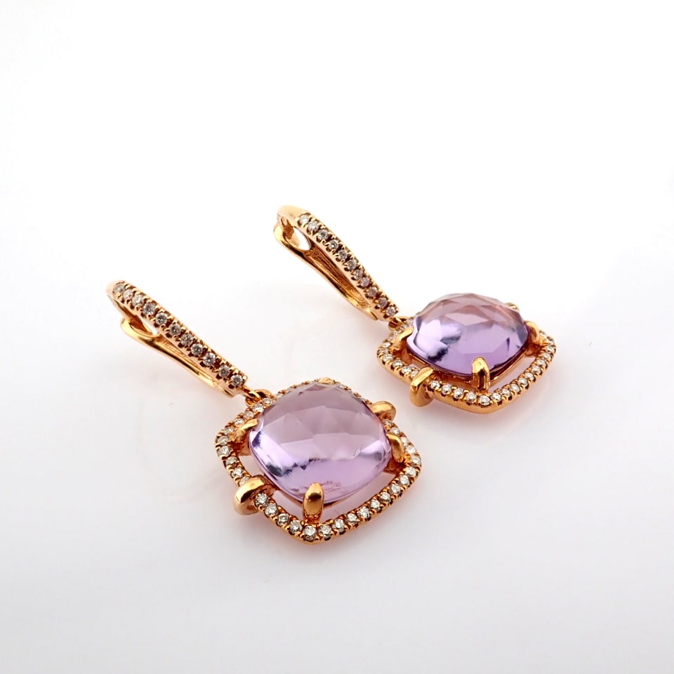 Natural Diamond 18K Rose/Pink Gold Earring - 4