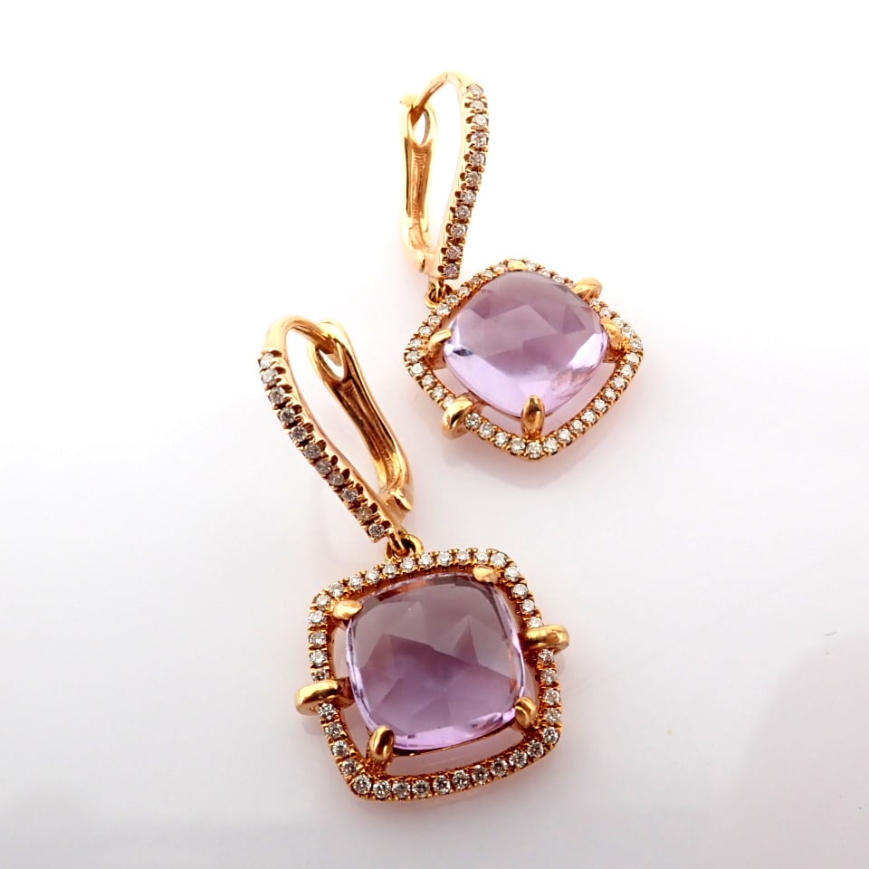 Natural Diamond 18K Rose/Pink Gold Earring - 5