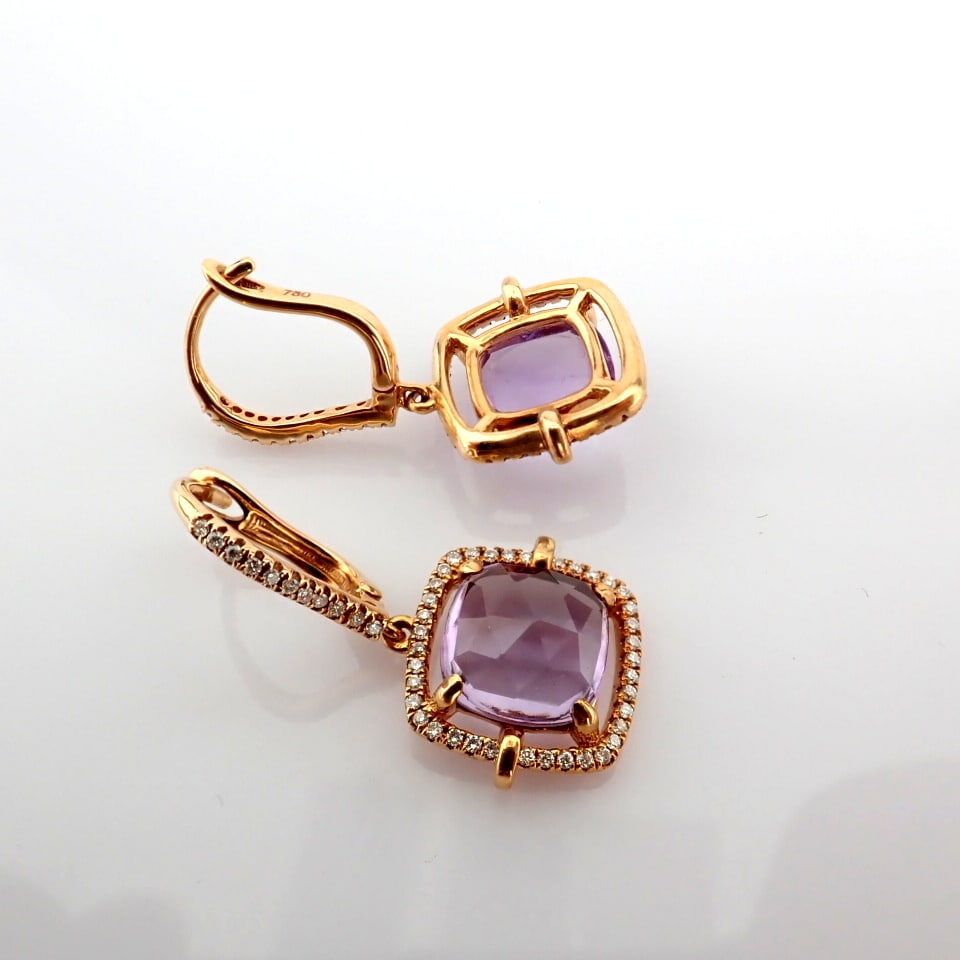 Natural Diamond 18K Rose/Pink Gold Earring - 6