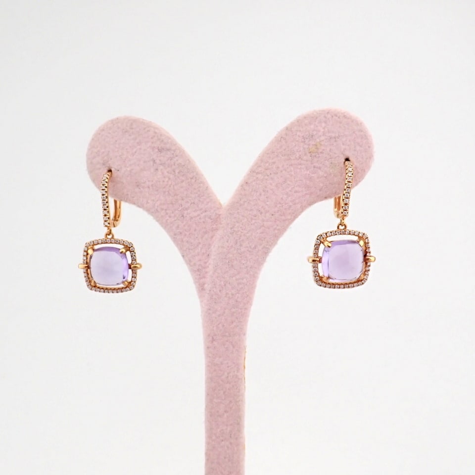 Natural Diamond 18K Rose/Pink Gold Earring - 7
