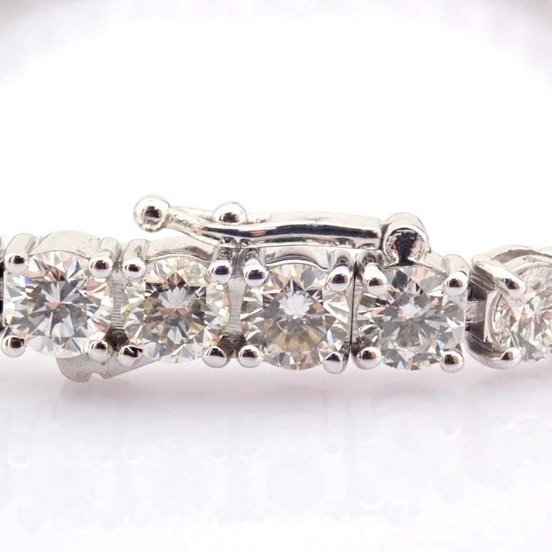 Natural Diamond 14 White Gold Bracelet - 11