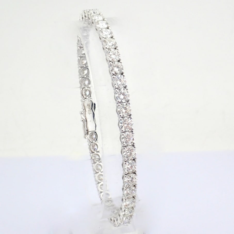 Natural Diamond 14 White Gold Bracelet - 2
