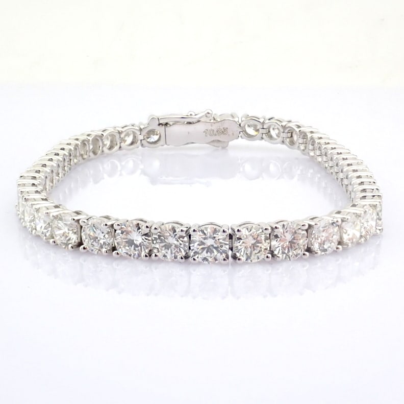 Natural Diamond 14 White Gold Bracelet - 4