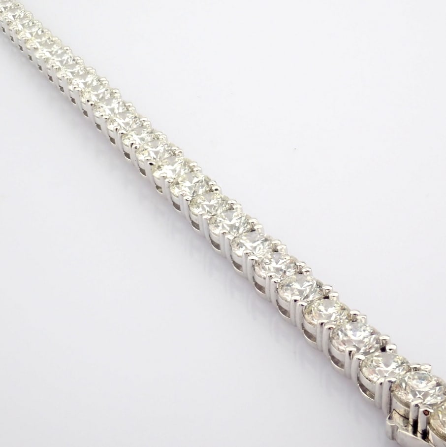 Natural Diamond 14 White Gold Bracelet - 6