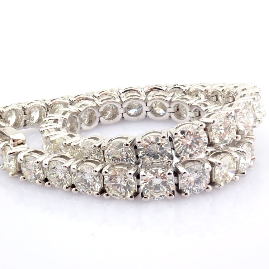 Natural Diamond 14 White Gold Bracelet - 8