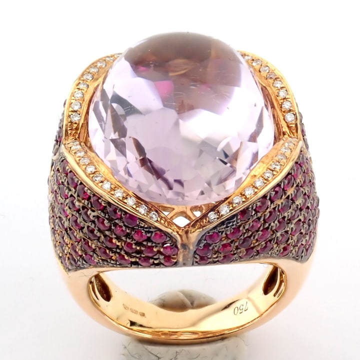 Natural Diamond 18K Rose/Pink Gold Ring - 2