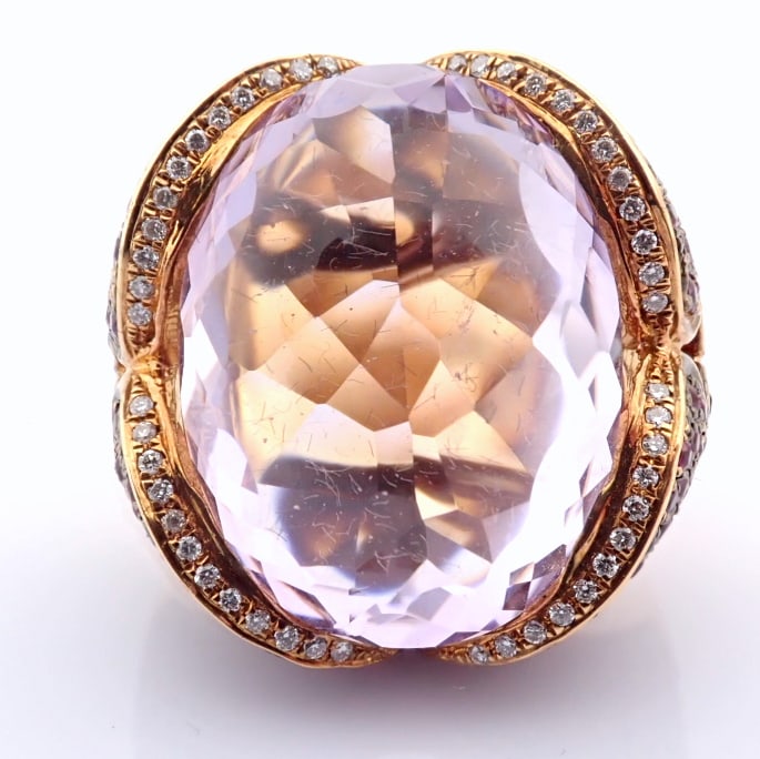 Natural Diamond 18K Rose/Pink Gold Ring - 3
