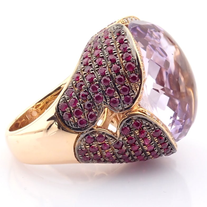 Natural Diamond 18K Rose/Pink Gold Ring - 5
